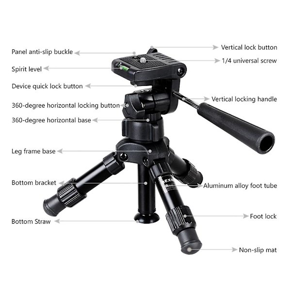 Resetripod Mini kamerastativ med 360 graders kulled
