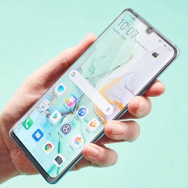 Huawei P30 Pro skjermbeskytter Buede kanter Herdet glass 9H Transparent Hvit