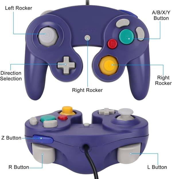 Gamecube Gamepad, 2-pak klassisk gamepad med vibrationskontrolpakke