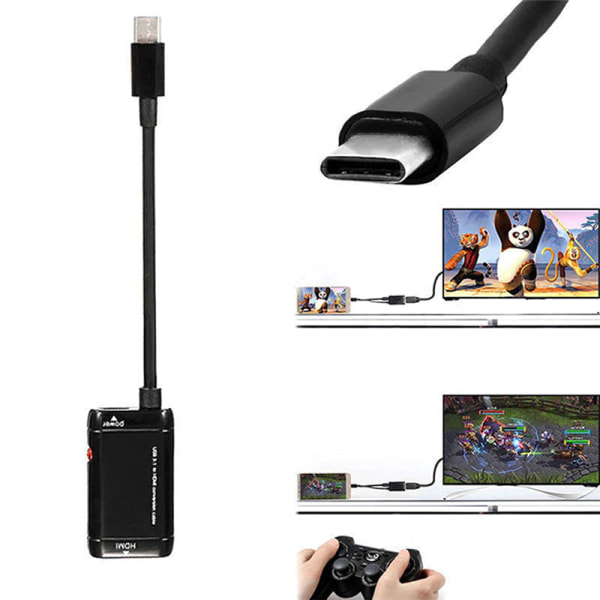 USB-C-tyyppi C - HDMI-yhteensopiva sovitin USB 3.1 -kaapeli MHL A:lle