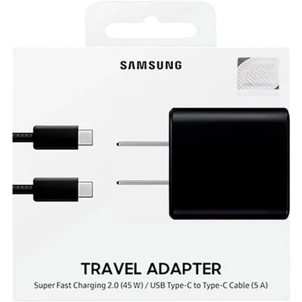 Officiel Samsung 45W USB-C Super Hurtig Opladning Vægoplader (Sort)