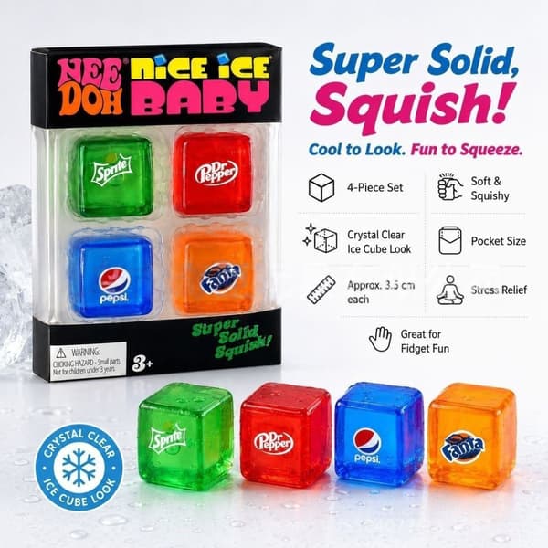 Soda Cube Squishy Set Cola Fanta Sprite Stress Relief Fidget Toy Bundle