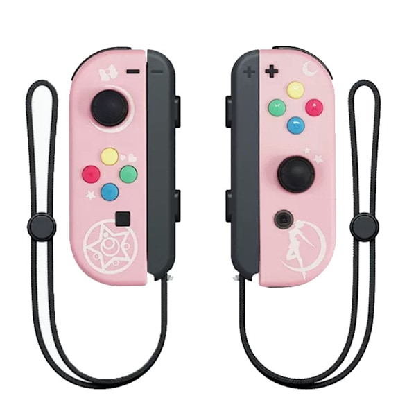 NS-bryter venstre og høyre håndtak joycon håndtak bryter bluetooth håndtak med fjernvekkelse og håndstropp Beautiful Girl Pink Handle