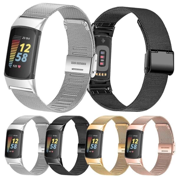 Fitbit Charge 6 5 Milanese Loop rustfritt stål klokkereim med