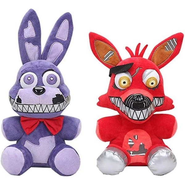 Foxy The Pirate + Nightmare Bonnie + Freddy Fazbear + Chica Set Five Nights at Freddy's Set Fnaf Plyschar Fnaf Leksaker Systerplats för barn 4