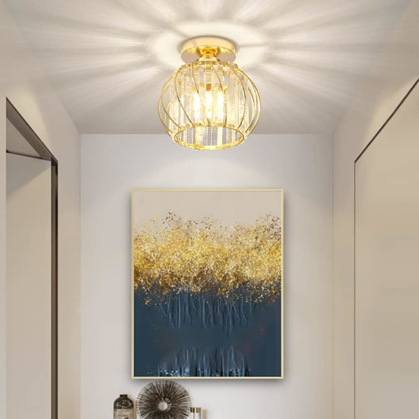 Moderni kristallikattovalaisin, E27 LED-kattovalaisin, minikristallilattiavalaisin keittiöön, leirintäalueelle, eteiseen, makuuhuoneeseen (A) [Energialuokka A+++]