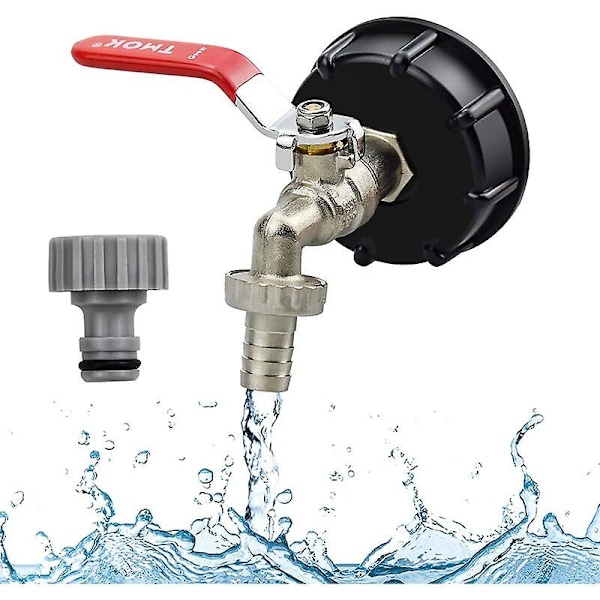 1000l tank tap 1000 liter regnvannshøster Ibc tank adapter 1/2 gjengetilkobling Pp Messinglokk 60mm grov gjenge hageslange Fittin