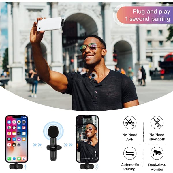 Trådløs Lavalier-mikrofon til Android-telefon, Plug-Play CDQ