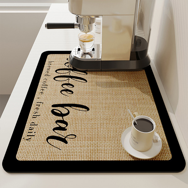 Kaffematta Kaffebarmatta - Döljer Fläckar Absorberande Gummibaksida Snabbtorkande Matta Passar Under Kaffebryggare Espressomaskin, 40x50cm[qb]