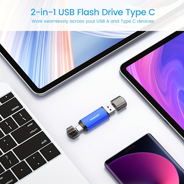 VANSUNY 32G/64GB/128G USB Type-C -muistitikku 2-in-1 Dual Flash Drive USB A + USB C OTG -muistitikku