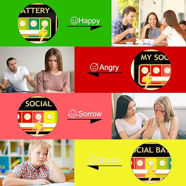 2 kpl MY SOCIAL BATTERY, Pin hauska sosiaalinen akun rintaneula merkki hauska sosiaalinen tunnelman rintaneula pin 7 päivälle, tunnelman rintaneula merkki söpö luova ilmaisun pin lahja