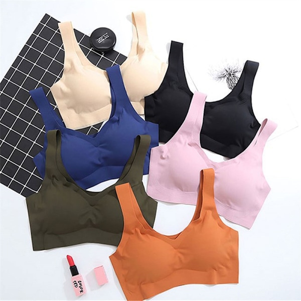 Bra Seamless vest Bras Push Up Underwear Sleeping top with breasts P - high quality Orange