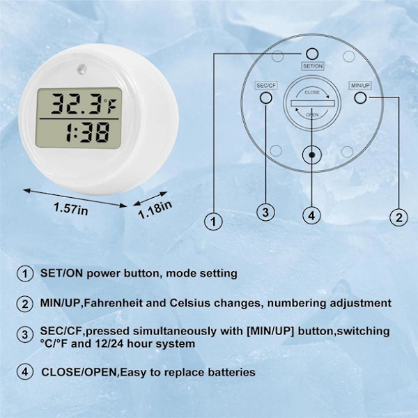 Isbads Termometer Timer, Flytande Termometer för Isbad, Vattentät IP67, Kallt Dopp Termometer & Timer