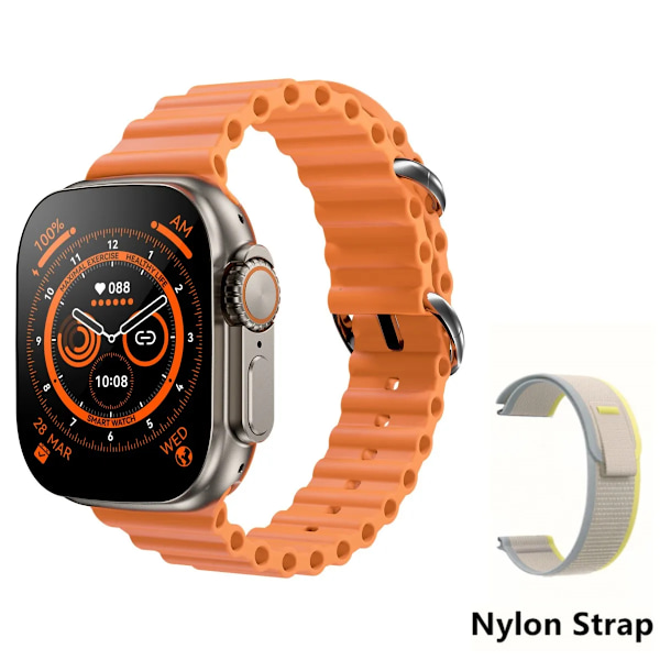 49mm for Apple Watch Ultra 8 Smartklokke Smartklokke Menn Kvinner Serie NFC Bluetooth-samtale Trådløs lading Trening Vannbestandig klokke orange and xiaobaiNL