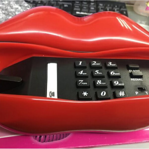 Läppar Telefon Nyhet Röd Röd Munn Läppformad Telefon Fast Telefon för Hem Hotell Kontor Dekoration Barn Flickor Present Rose Red 0.46