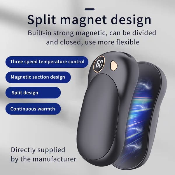 Magnetisk Oppladbar Håndvarmer | USB Oppvarming 5000mAh*Q16 Blå* Q16 Blue