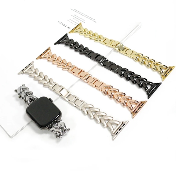 Luksus Kærlighed Hjerte Metal Rem Til Apple Watch Band Ultra 44mm 45mm 41mm 40mm 49 Dame Armbånd Til iWatch Serie 9 8 7 6 SE 5 3 Starlight Starlight 38mm 40mm 41mm