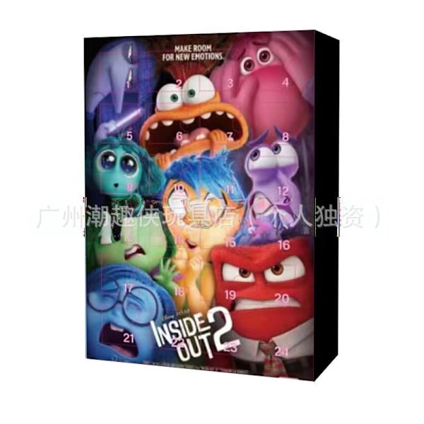 2024 Julekalender Inside Out En Nøglering Julekalender 24 Dages Nedtælling Kalender Blind Box Julegave til Børn og Voksne