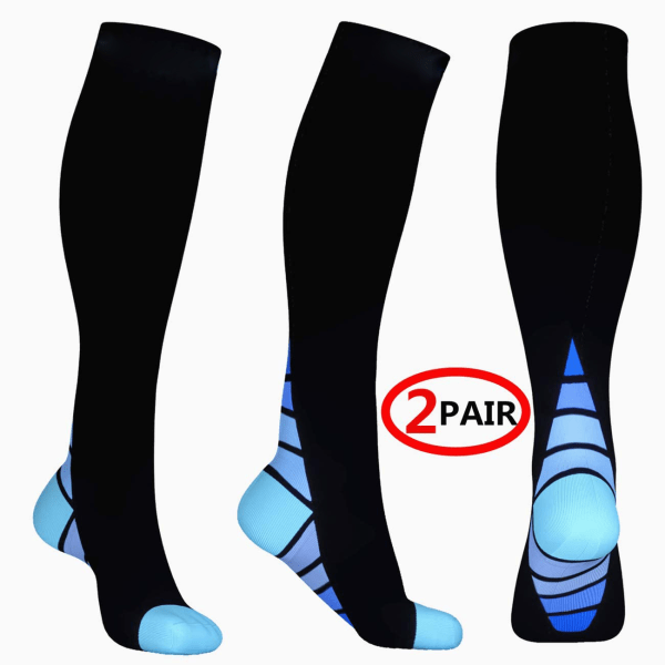 2 pairs of compression socks/socks, S/M (women's 4-6.5 / men's 4-8) 2 pairs of the same, blue