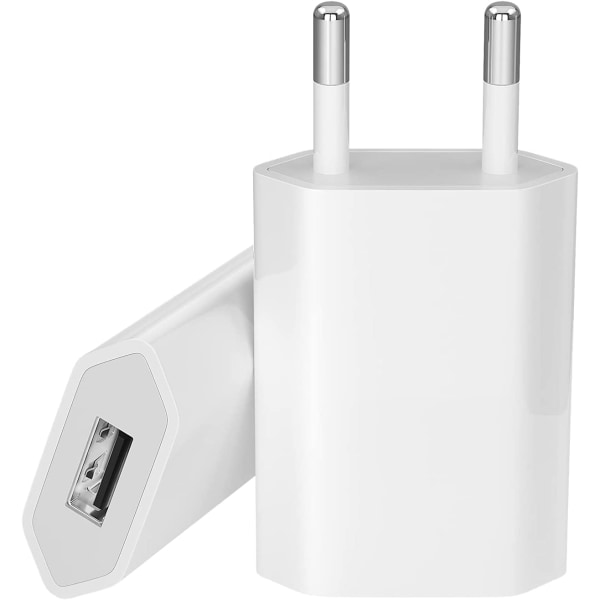 2-pak lader USB-kontakt, strømadapter for iPhone 1