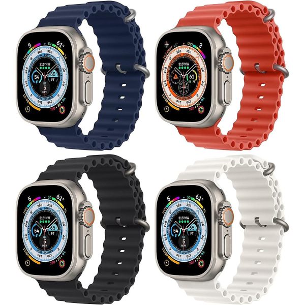 4-pak Ocean Band Kompatibel med Apple Watch Ultra Band 49mm 45mm 44mm 42mm Iwatch Series 8 Udskiftningsrem