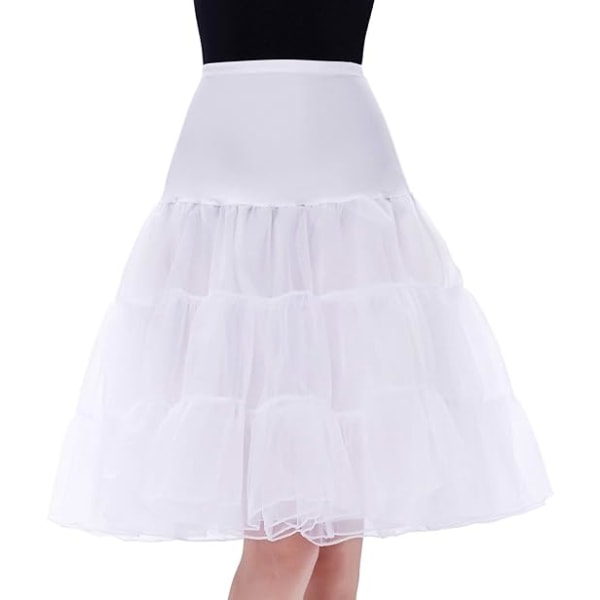 50-tals underkjol Rockabilly klänning Crinoline Tutu för kvinnor ZX Vit White M