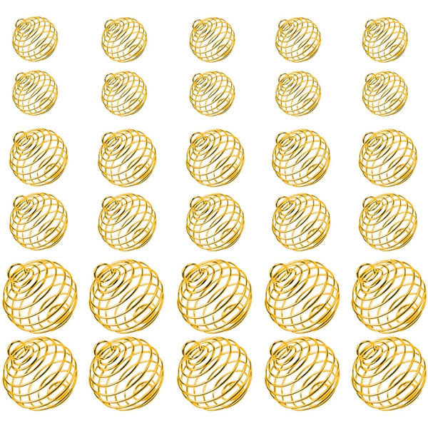 Spiralformade pärlbursilverpläterade hängen halsband bur för smyckestillverkning hantverksfynd guld gold SML