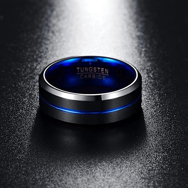 Herre Ringe 8mm Wolfram Vielsesring med Rille Skrå Kanter Størrelse W
