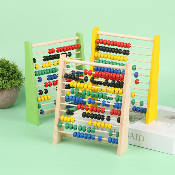 Matematik Trä Abacus Counter Pedagogiska leksaker för 3-6 år Apricot
