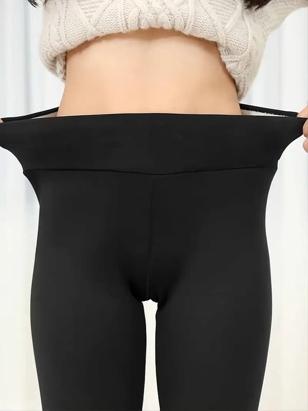 Varma och mjuka leggings med Sherpafoder, stretchiga leggings med hög midja, vardagskläder för kvinnor, grå grey L