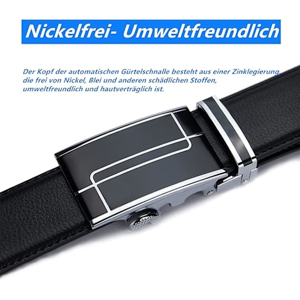 Bälte 110-130cm justerbart spärrspänne automatiskt bälte herr