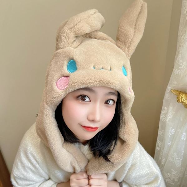 Kawaii Sanrio Hat Cinnamoroll -lisävarusteet Söpö pehmohattu Pitää lämpimänä Pupuhattu Korvat ylös Pehmolelu Lapsille Tyttölakki B white