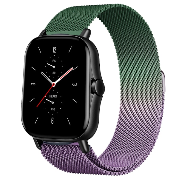 Magneettinen silmukka Amazfit GTS/4/2/2e/GTS2 Mini/3/GTR 4/3/2/47mm 20mm 22mm Metal Mesh Smartwatch Mesh Amazfit Bip 5 Ranneke Vihreä Violetti Green Purple 20mm