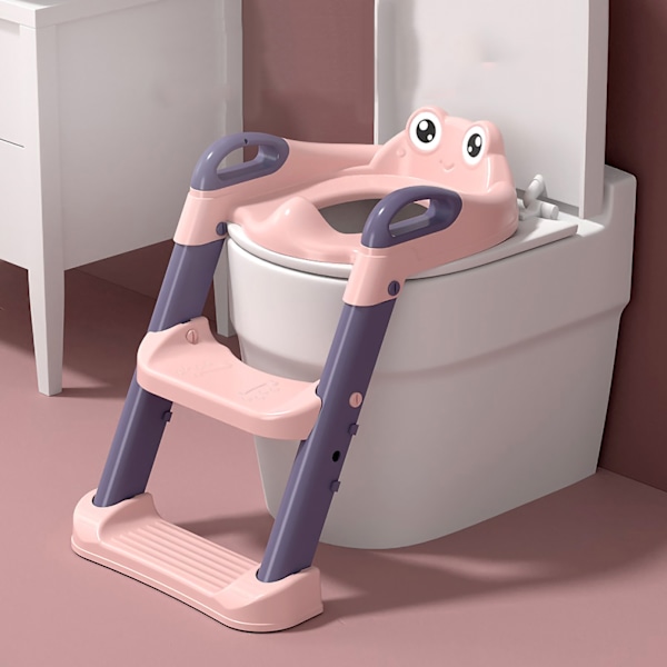 Babysæde til pottetræning med skammel Foldbar træningstoilet til småbørn Pink