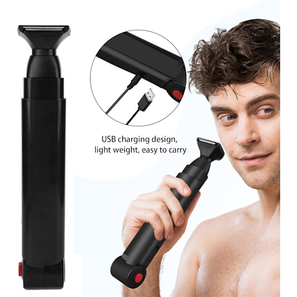 Elektrisk rygbarbermaskine, bærbar USB genopladelig langskaftet rygbarbering, foldbar kropsbarbermaskine, herre rygskraber[qb]