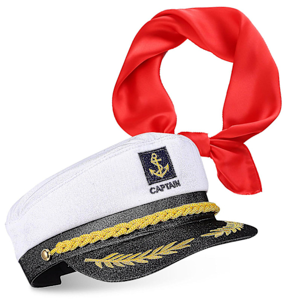 1 Set Adults Captain Cap Prop Sailor Neck Scarf Performance Sailor Hat Boat Party Cosplay Costume Accessories