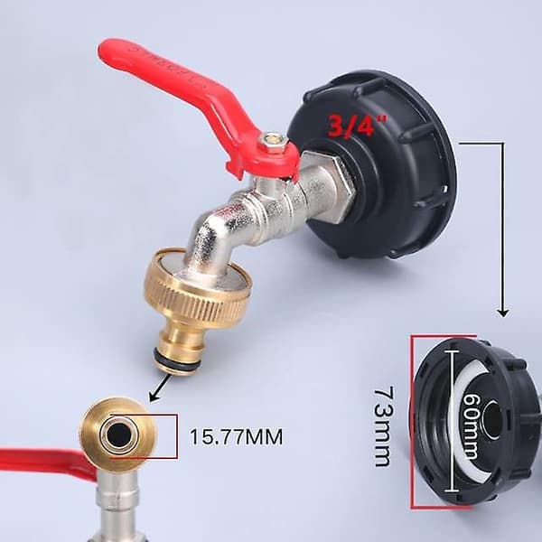 IBC tank kran 1000l regnvannsoppsamling kran | IBC vanntank adapter 1/2 dobbel regnvannsoppsamling kran