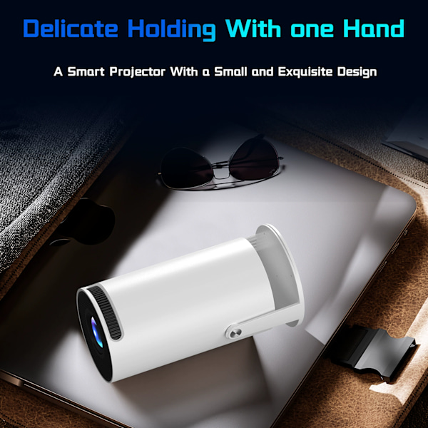 [2025 Oppgradert & Android 11.0] Mini Projektor Native 720P HD, Støtter 4K 1080P WiFi 6, Bluetooth, Auto Keystone