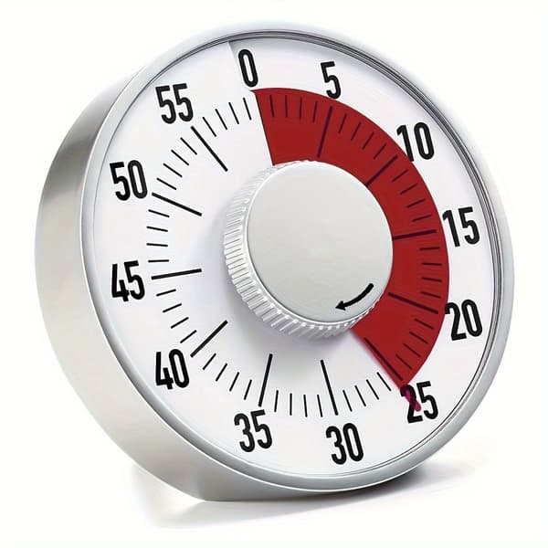 Magnetisk Mekanisk Nedtellingstimer 60 Minutter Kjøkken Matlaging Studietimer Silvery