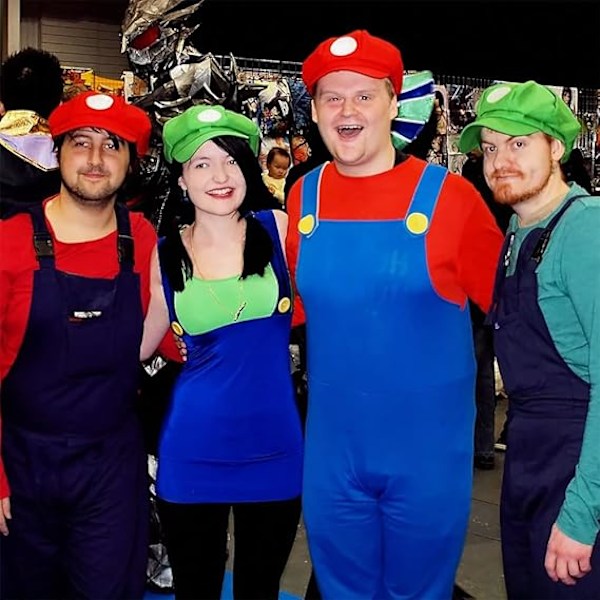 Super Mario Hattkeps 2 Vita Handskar 7 Skägg 2（M：Genomsnittligt barnhuvudomfång 54 - 56 cm） Knappar Mario Cosplay Karnevaldräkt Maskeraddräkt Cos-play Festgåva Barn Män Kvinnor