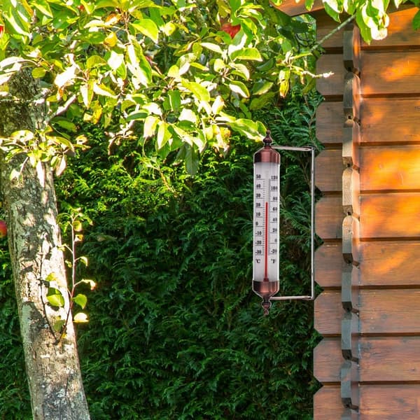 Utendørs termometer med måler, bronsefarge - Stilig utendørs termometer