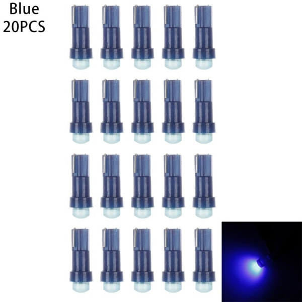 T5 LED-lys instrumentbrætlys BLÅ 20 stk. 20 stk. Blå Blue 20Pcs-20Pcs