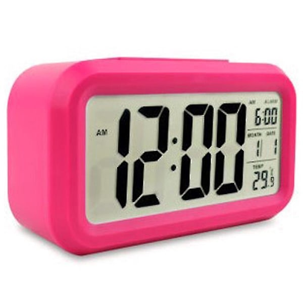 Batteridriven Digital Enkelt Snooze-väckarklocka Bordsklocka Sängbord LCD-display Kalender