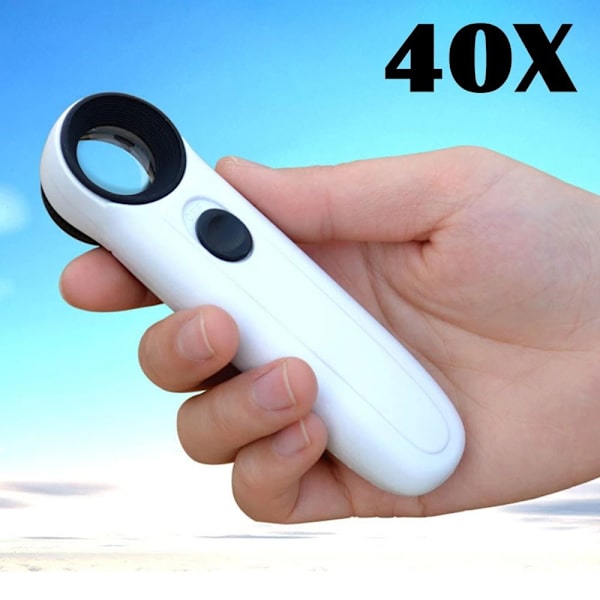 Mikroskop Bärbar 40x HD Handhållen Lupp Med Lampa Mobiltelefon Reparation Smycken Identifiering Hög Effekt Lupp