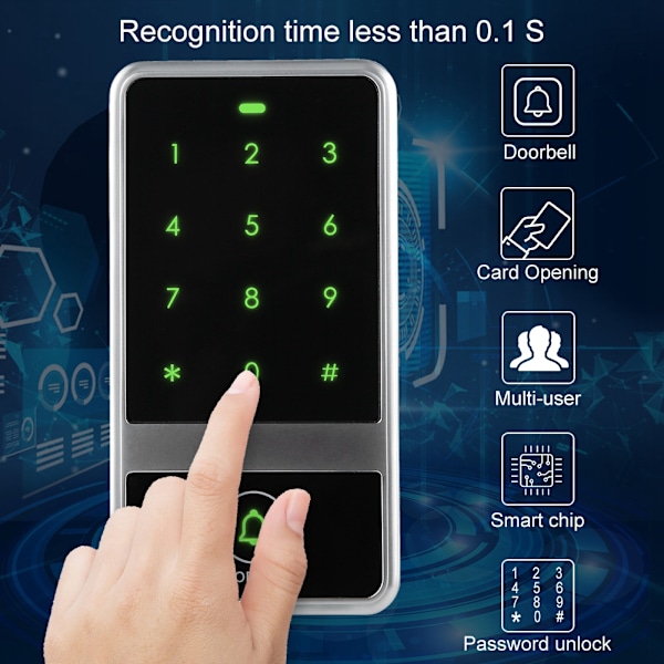 Touch Keypad ID-kortlæser Adgangskontrolsystem Adgangskode Dørlås (Standard)
