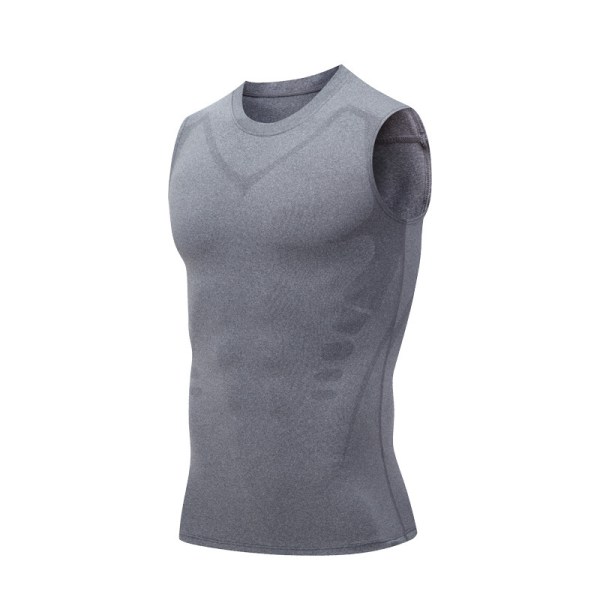 Ionic Shaping ermeløs skjorte, vest i is-silke stoff grå2 gray2 XL