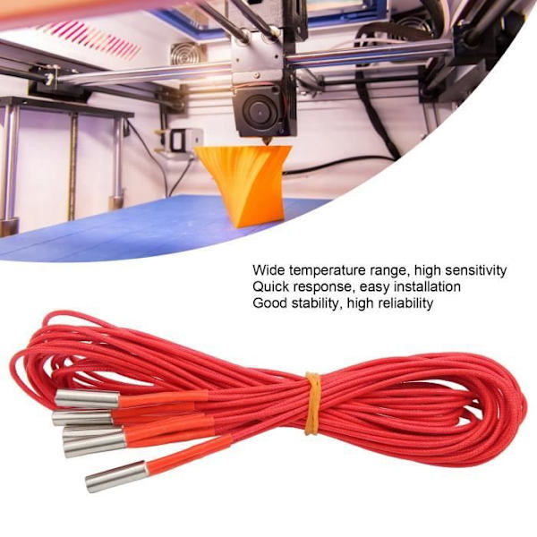 HURRISE Värmeelement för Extruder 5st 3D-skrivare Värmeledning Värmepatron Extruder Hotend Rod Stål