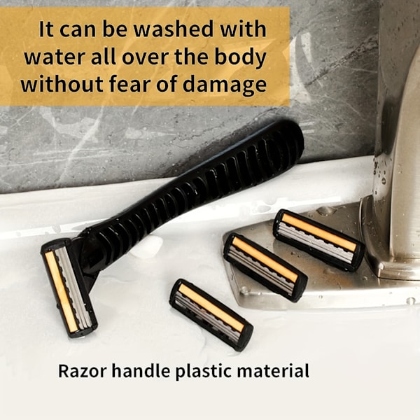 Herre 3-lags Razor Blade Manuell barbering for menn Erstatt hode Komfortable barberblader 1Holder And 18Blades