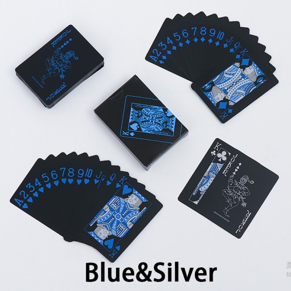 1st vattentät plastpokerspelkort PET bordsspel Halloween/Thanksgiving Day/Jul Blue&Silver