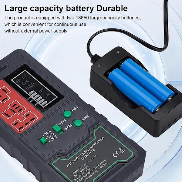 12V 24V Batteritest Reläanalysator Generator Checker Fordon Vevaxel Start Laddningssystem Motorcykel Diagnosverktyg